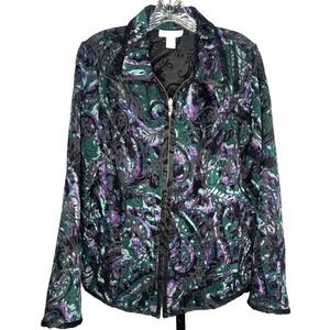 Christopher Banks Jacket size medium full‎ Zip Up whimsigoth Mid-weight jacquard